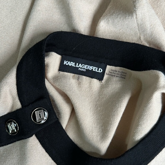 Karl Lagerfeld Cream and Tan Relaxed Sleeveless Tank - Picture 5 of 7